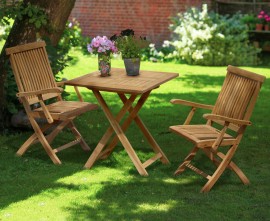 Lymington 2 Seater Square Folding Table with Oxburgh Armchairs
