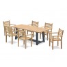 Blackrock 6 Seater Teak Trestle Table with Sussex Stacking Armchairs