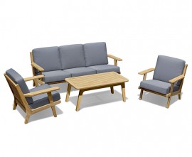 Belmont Mid-Century Teak Garden Sofa Set - 5 Seater