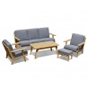 Belmont Mid-Century Teak Garden Sofa Set with Ottoman - 5 Seater