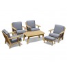 Belmont Mid-Century Teak Garden Sofa Set with Ottoman - 4 Seater