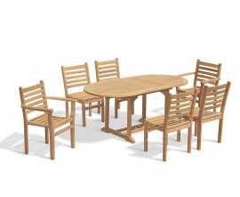 Oxburgh Bijou Double Leaf Extending 1.2-1.8m Table & 6 Yale Chairs