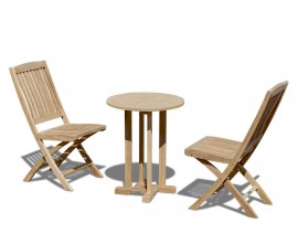 Teak 2 Seater Table and Folding Chairs Set