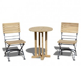 Sissinghurst 2 Seater Set, Round 60cm Table with 2 Cafe Folding Chairs