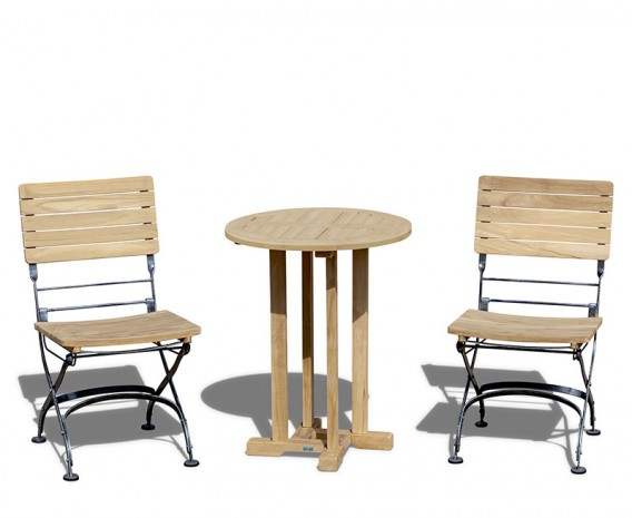 Sissinghurst 2 Seater Set, Round 60cm Table with 2 Cafe Folding Chairs