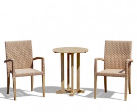 Sissinghurst 2 Seater Set, 60cm Round Table and St Moritz Chairs - Honey Wicker