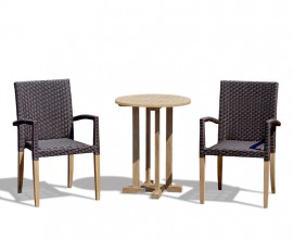 Sissinghurst 2 Seater Set, 60cm Round Table and St Moritz Chairs - Java Brown