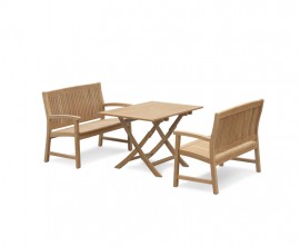 Teak folding table with benches