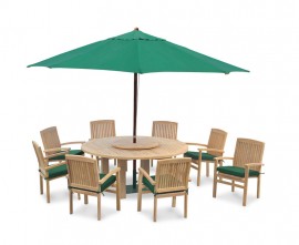 Large wooden garden table and chairs