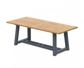 Metal and wood trestle table