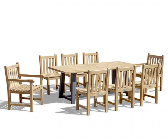 2m Trestle Table and Chairs Dining Set