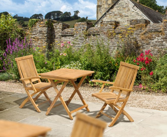 Palma 2 Seater Teak Folding Set with Oxburgh Armchairs