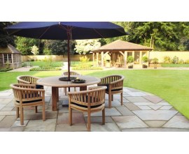 Round Teak Dining Table and Chairs | Round Teak Garden Furniture