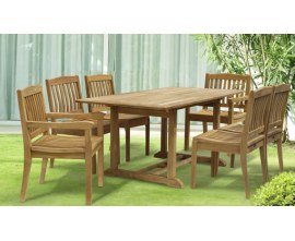 6-Seater Teak Garden Furniture Set | Teak Dining Table and 6 Chairs