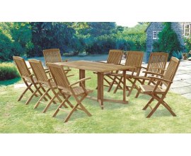 Teak Table and 8 Chairs | 9-Piece Teak Outdoor Dining Set