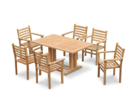 Save on Teak Stacking Dining Sets | Antibes & Sussex Sets