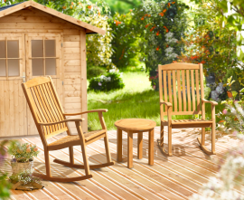 Outdoor Rocking Chair Sets | Teak Rockers with Side Tables