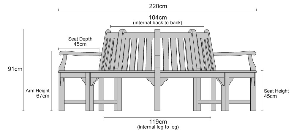 Teak Circular Tree Bench with Arms